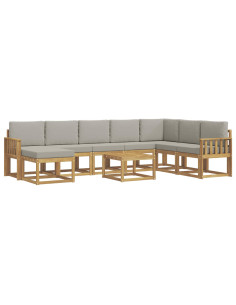 Set di divani da esterno 9 pcs Bianco e Grigio Chiaro 2