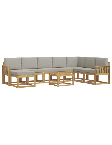 Set di divani da esterno 9 pcs Bianco e Grigio Chiaro