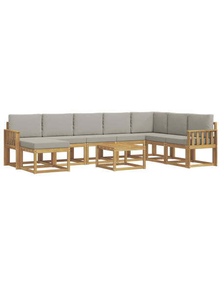 Set di divani da esterno 9 pcs Bianco e Grigio Chiaro