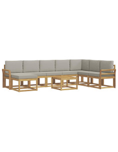 Set di divani da esterno 9 pcs Bianco e Grigio Chiaro 2