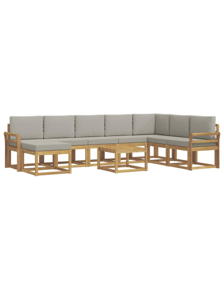 Set di divani da esterno 9 pcs Bianco e Grigio Chiaro