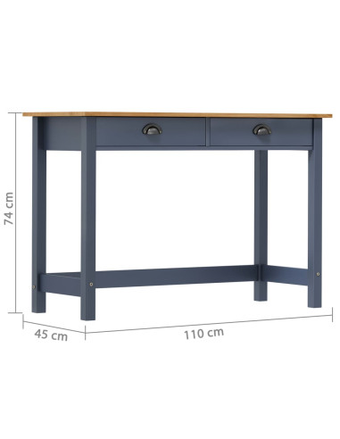 Consolle Hill con 2 Cassetti Grigia 110x45x74 cm Legno Pino
