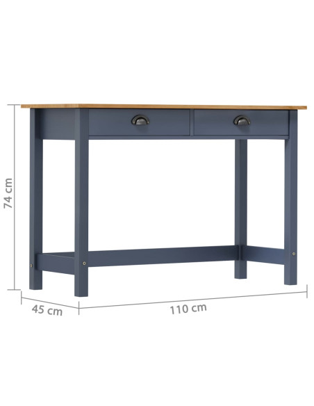 Consolle Hill con 2 Cassetti Grigia 110x45x74 cm Legno Pino