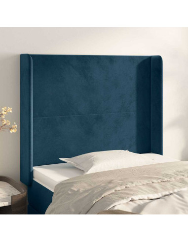 Testiera ad Orecchio Blu Scuro 103x16x118/128 cm in Velluto