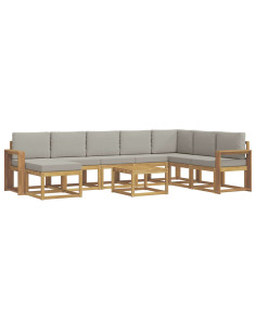 Set di divani da esterno 9 pcs Bianco e Grigio Chiaro 2