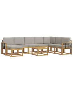 Set di divani da esterno 9 pcs Bianco e Grigio Chiaro 2