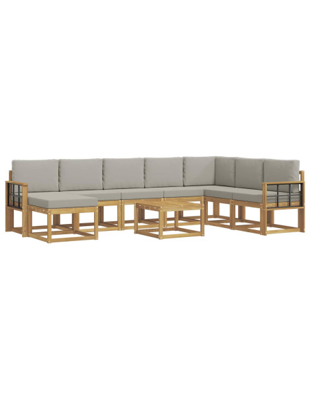 Set di divani da esterno 9 pcs Bianco e Grigio Chiaro