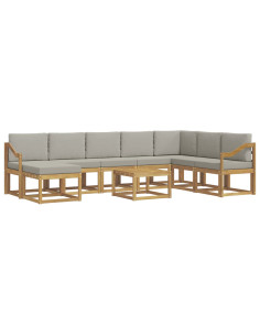 Set di divani da esterno 9 pcs Bianco e Grigio Chiaro 2