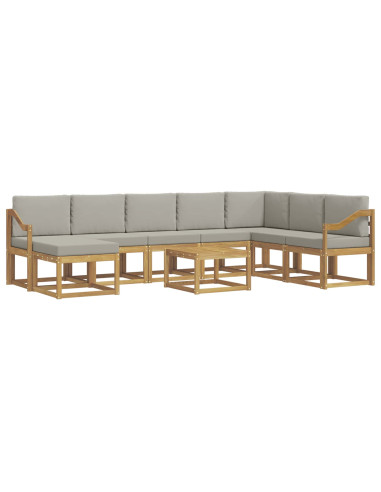 Set di divani da esterno 9 pcs Bianco e Grigio Chiaro