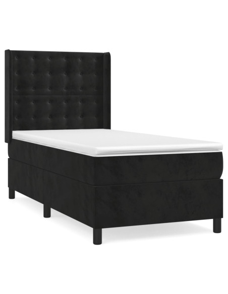 Giroletto a Molle con Materasso Nero 90x200 cm in Velluto