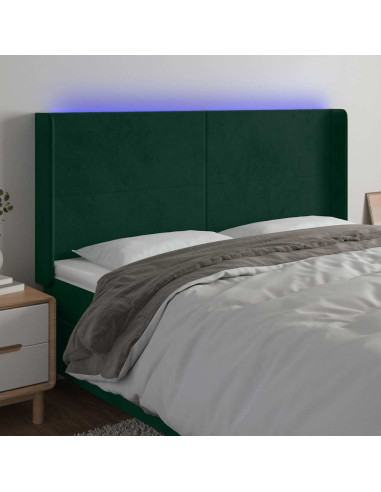 Testiera a LED Verde Scuro 163x16x118/128 cm in Velluto