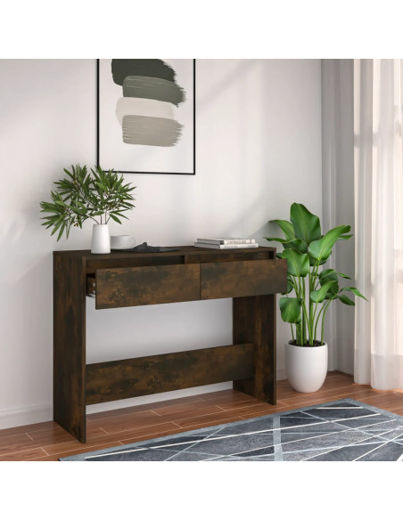 Tavolo Consolle Rovere Fumo 100x35x76,5 cm in Truciolato
