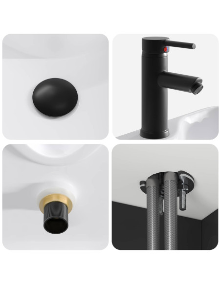 Mobile lavabo da parete Nero 49 x 41 x 63 cm