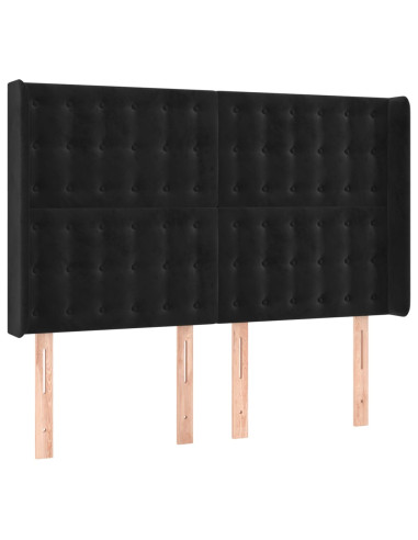 Testiera ad Orecchio Nera 147x16x118/128 cm in Velluto