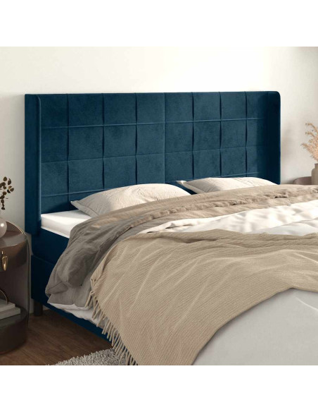 Testiera ad Orecchio Blu Scuro 203x23x118/128 cm in Velluto