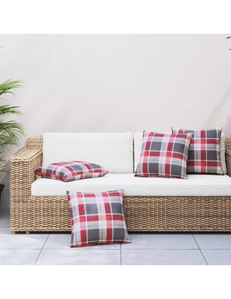 Cuscini per divano 4 pz Rossi a Quadri 60x60 cm in Tessuto