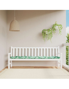 Cuscino per panchina da giardino con motivo a foglie 200x50x7 cm Tessuto Oxford