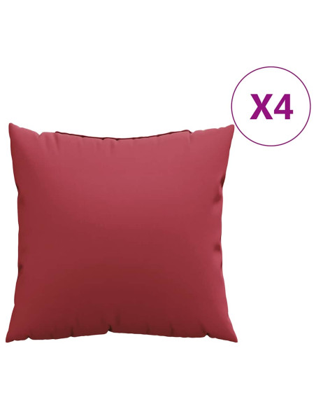 Cuscini per divano 4 pz colore Rosso Vino 60x60 cm in Tessuto