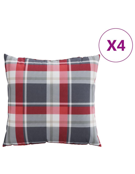 Cuscini per divano 4 pz Rossi a Quadri 60x60 cm in Tessuto