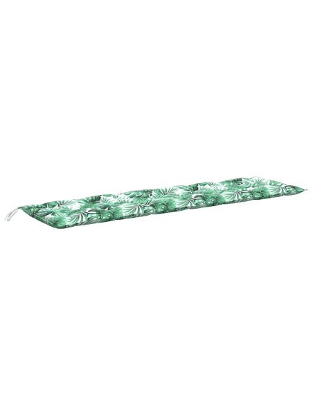 Cuscino per panchina da giardino con motivo a foglie 200x50x7 cm Tessuto Oxford
