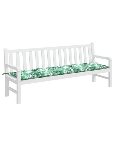 Cuscino per panchina da giardino con motivo a foglie 200x50x7 cm Tessuto Oxford