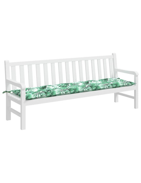 Cuscino per panchina da giardino con motivo a foglie 200x50x7 cm Tessuto Oxford
