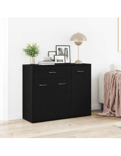 Credenza Rovere Nero 88x30x70 cm in Legno Multistrato