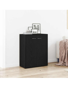 Credenza Rovere Nero 60x30x75 cm in Legno Multistrato