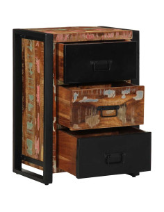 Mobiletto con cassetti multicolore 50x35x70 cm in legno massello di recupero 2