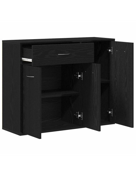 Credenza Rovere Nero 88x30x70 cm in Legno Multistrato