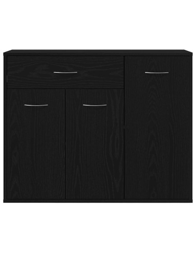 Credenza Rovere Nero 88x30x70 cm in Legno Multistrato