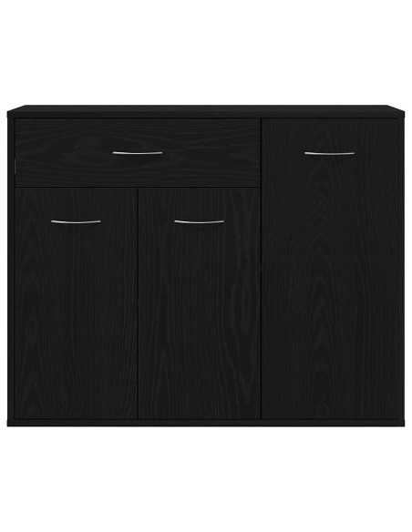 Credenza Rovere Nero 88x30x70 cm in Legno Multistrato