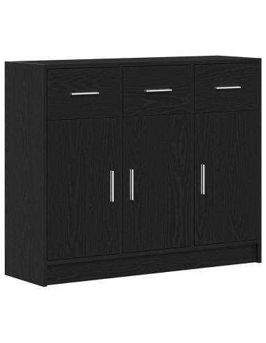 Credenza Rovere Nero 91x28x75 cm in Legno Multistrato