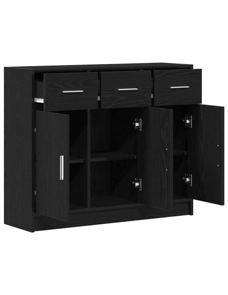 Credenza Rovere Nero 91x28x75 cm in Legno Multistrato