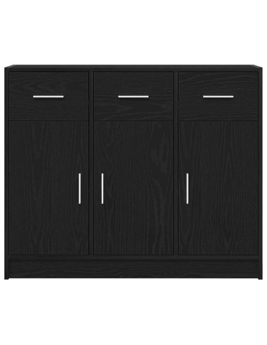 Credenza Rovere Nero 91x28x75 cm in Legno Multistrato