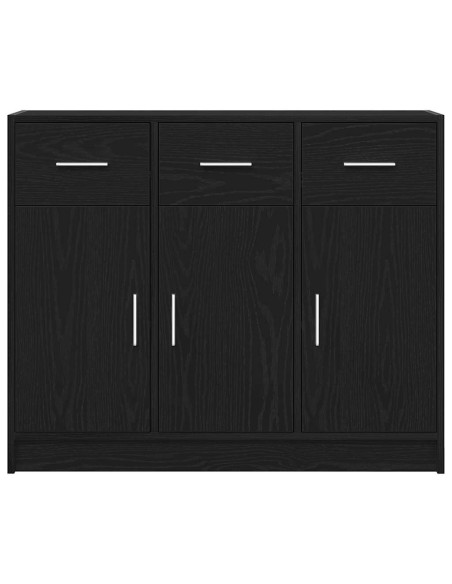 Credenza Rovere Nero 91x28x75 cm in Legno Multistrato