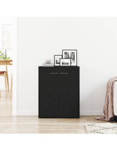 Credenza Rovere Nero 60x30x75 cm in Legno Multistrato