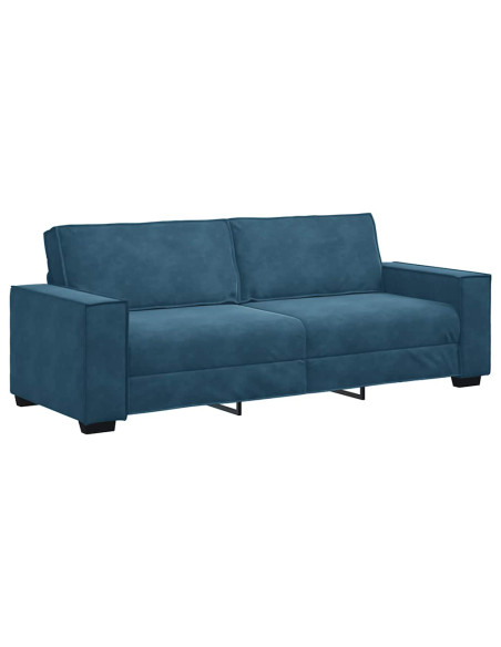 Divano a 3 Posti Blu 220x78x84 cm in Velluto