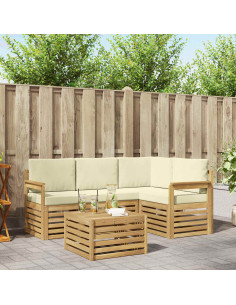Set di divani da esterno 5 pcs Bianco e Crema 59 x 59 x 37 cm