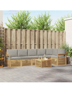 Set di divani da esterno 7 pcs Bianco e Grigio Chiaro