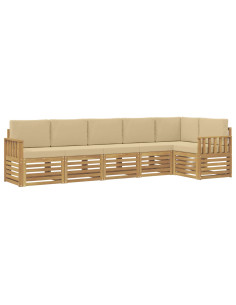 Set di divani da esterno 6 pcs Bianco e Beige 2