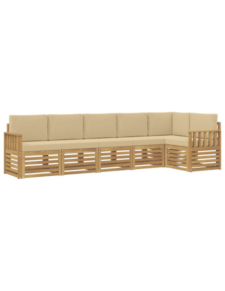 Set di divani da esterno 6 pcs Bianco e Beige