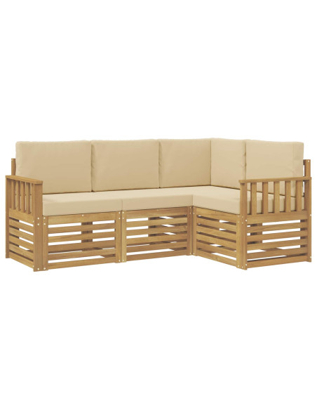 Set di divani da esterno 4 pcs Bianco e Beige