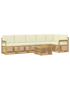 Set di divani da esterno 7 pcs Bianco e Crema 59 x 59 x 37 cm 2
