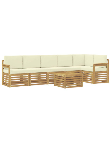 Set di divani da esterno 7 pcs Bianco e Crema 59 x 59 x 37 cm