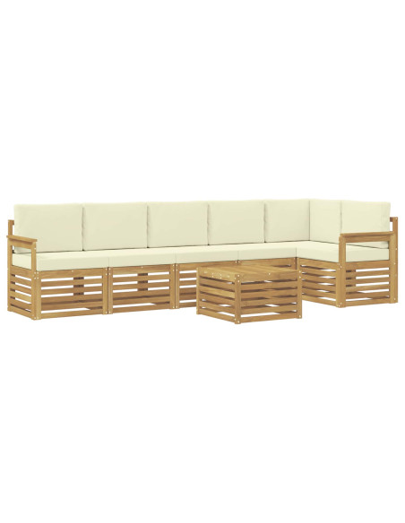 Set di divani da esterno 7 pcs Bianco e Crema 59 x 59 x 37 cm