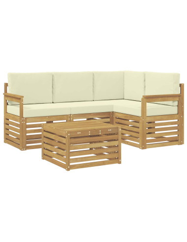 Set di divani da esterno 5 pcs Bianco e Crema 59 x 59 x 37 cm