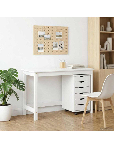 Set scrivania e mobiletto su ruote MOSS 2 pcs Bianco