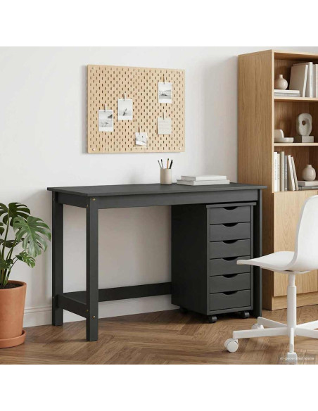 Set scrivania e mobiletto su ruote MOSS 2 pcs Grigio