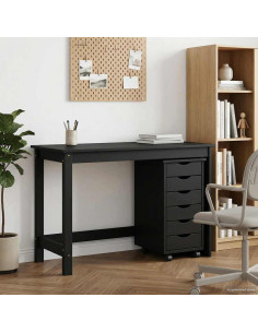 Set scrivania e mobiletto su ruote MOSS 2 pcs Nero